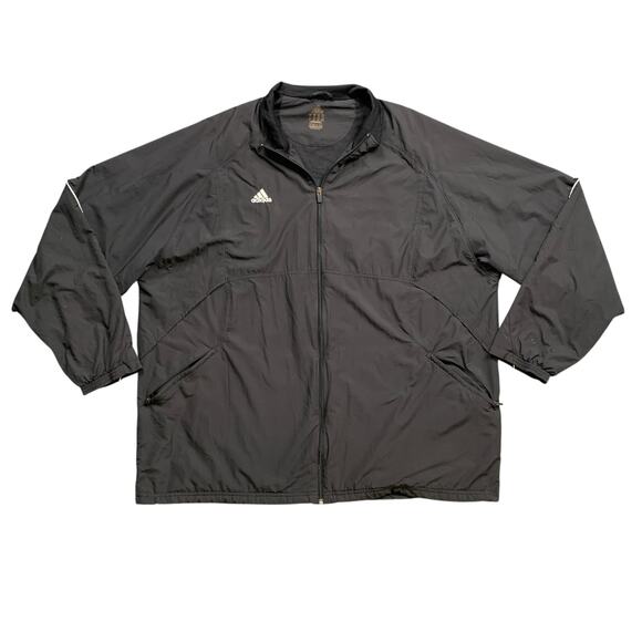 Vintage Adidas Jacket Mens 2XL Black Full Zip Team Performance Windbreaker Track - Picture 1 of 15
